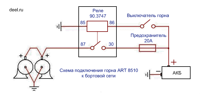 Схема подключения реле автомобиля