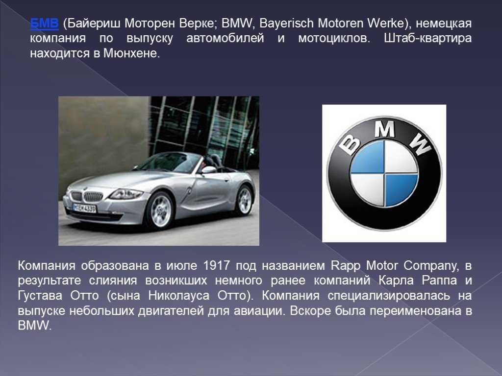 Рассказ про марку. Проект про немецкие машины. Презентация автомобиля. Описание машины BMW. Сообщение о машине БМВ.