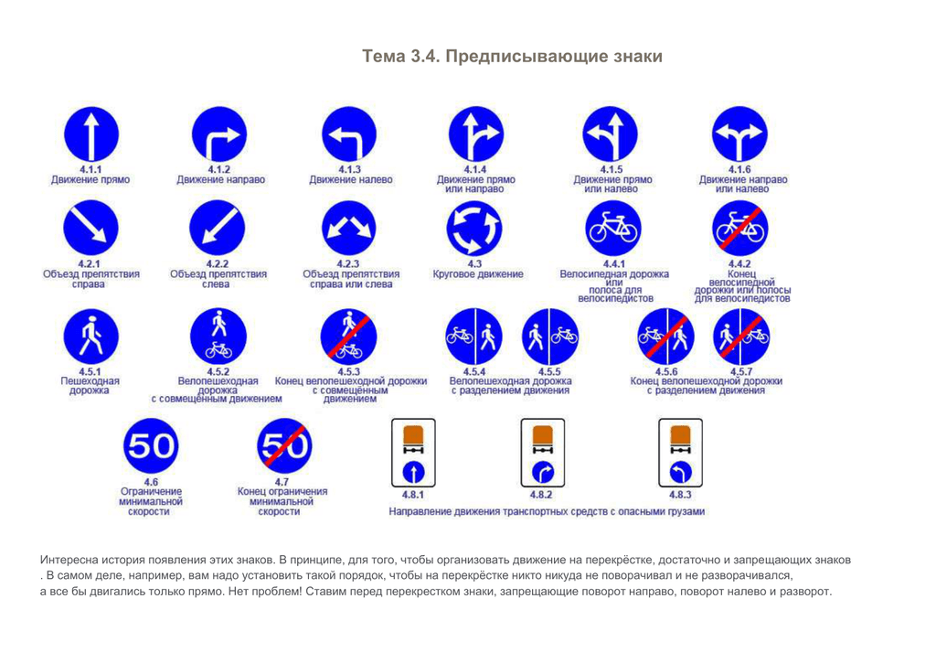 Дорожные знаки предписывающие