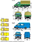 Габаритные размеры и размещение пассажирских мест автомобилей ГАЗель ГАЗ-3302 и ГАЗ-2705