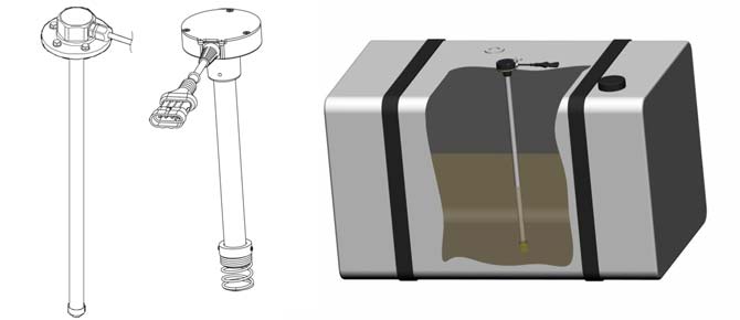 Емкостной тип датчиков и способ его установки в бензобак
