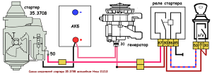 схема подключения стартера 35.3708 Нива 21213