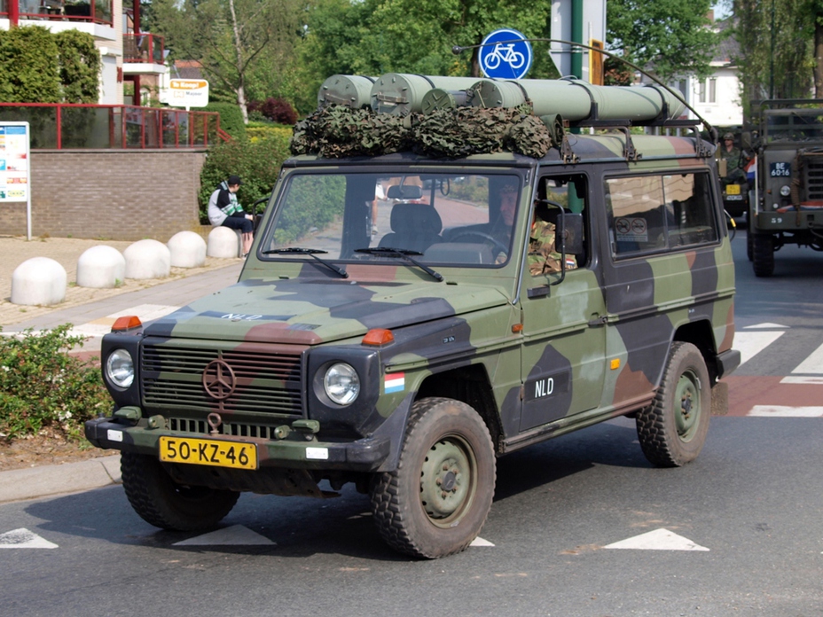 ​Mercedes-Benz G-сlass W 461, Австрия/Германия. Выпускается с 1979 года. Масса 2,3–2,6 тонны. Широкий диапазон устанавливавшихся двигателей, от 73 до 156 л.с. В настоящее время «служит» более чем в 20 государствах, в том числе в Германии, США, Швейцарии, Канаде, Норвегии, Аргентине, Австралии, Нидерландах, Египте - Эволюция армейских внедорожников 