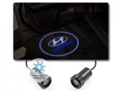 Подсветка дверей автомобиля: проекция логотипа Hyundai