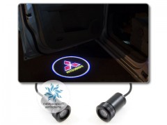 Подсветка дверей автомобиля: проекция логотипа Mitsubishi