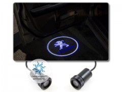 Подсветка дверей автомобиля: проекция логотипа Peugeot