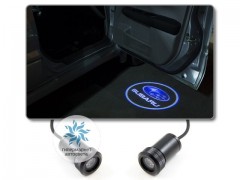 Подсветка дверей автомобиля: проекция логотипа Subaru